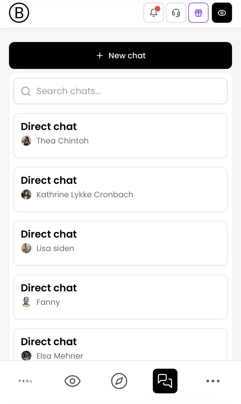 BOOSTIFIED—Pay Chat screen showing a list of chats